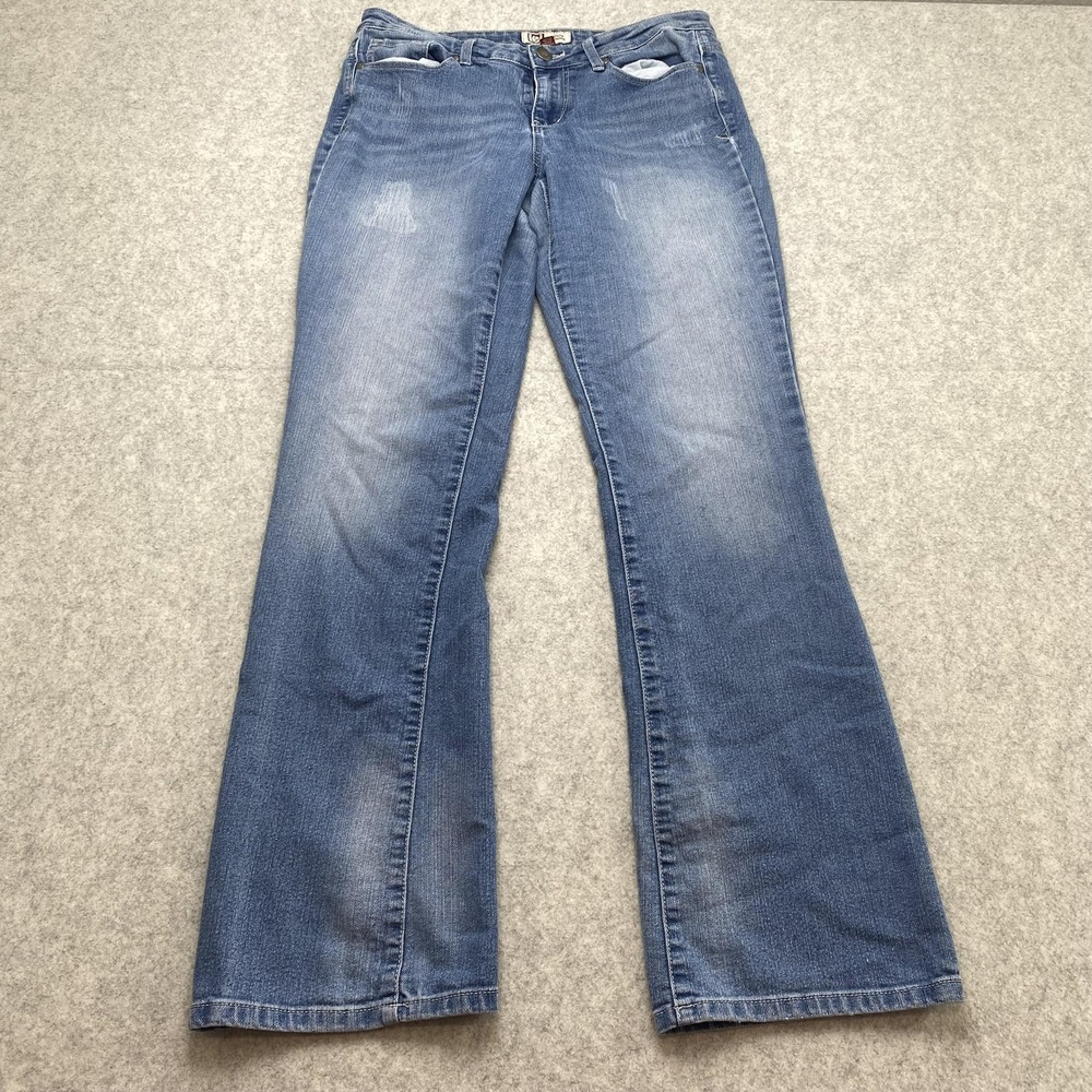 L.e.i. Felicia Juniors 11 Long Bootcut Jeans (31x31) Blue Embroidered Stretch